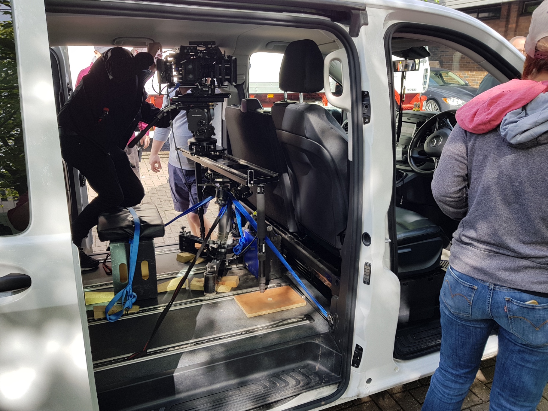 Camera rig mounted inside a picture vehicle